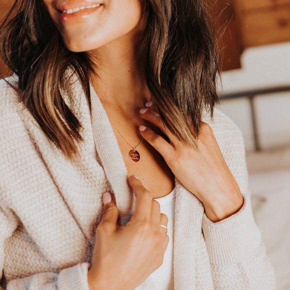 Inhale | Exhale Peaceful Mantra Minimal Necklace - Picture 3 of 16